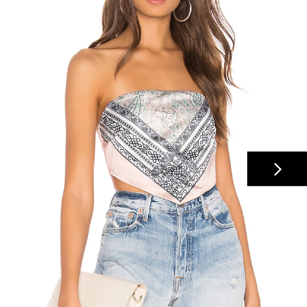 Superdown Strapless Patterned Crop Top In Pink An… - image 1